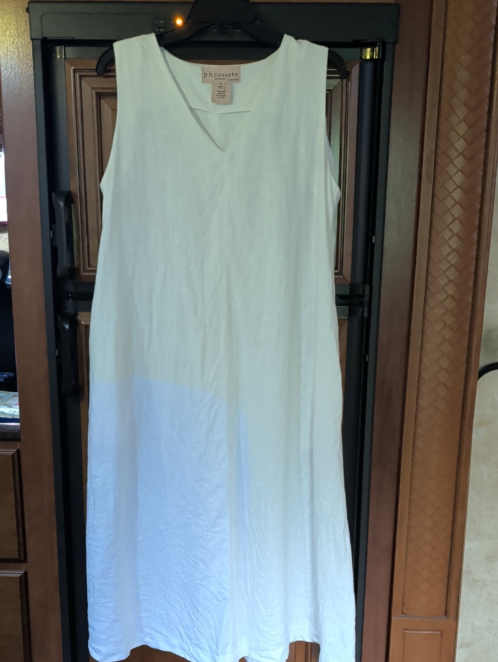 Philosophy Linen White Sleeveless V-Neck Maxi Dress